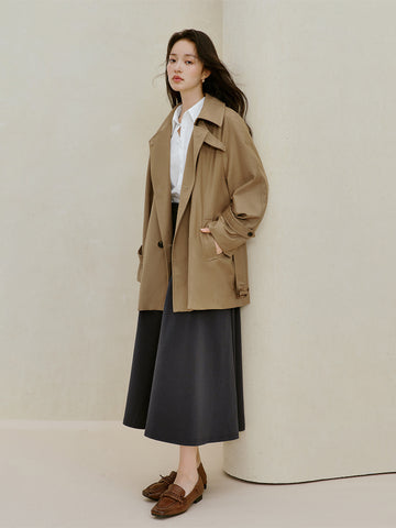 Oversized Belted Double Breasted Trench Coat
