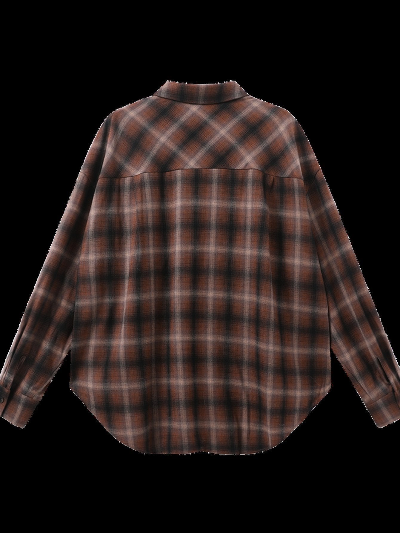 Oversized Plaid Embroidered Button Up Shirt