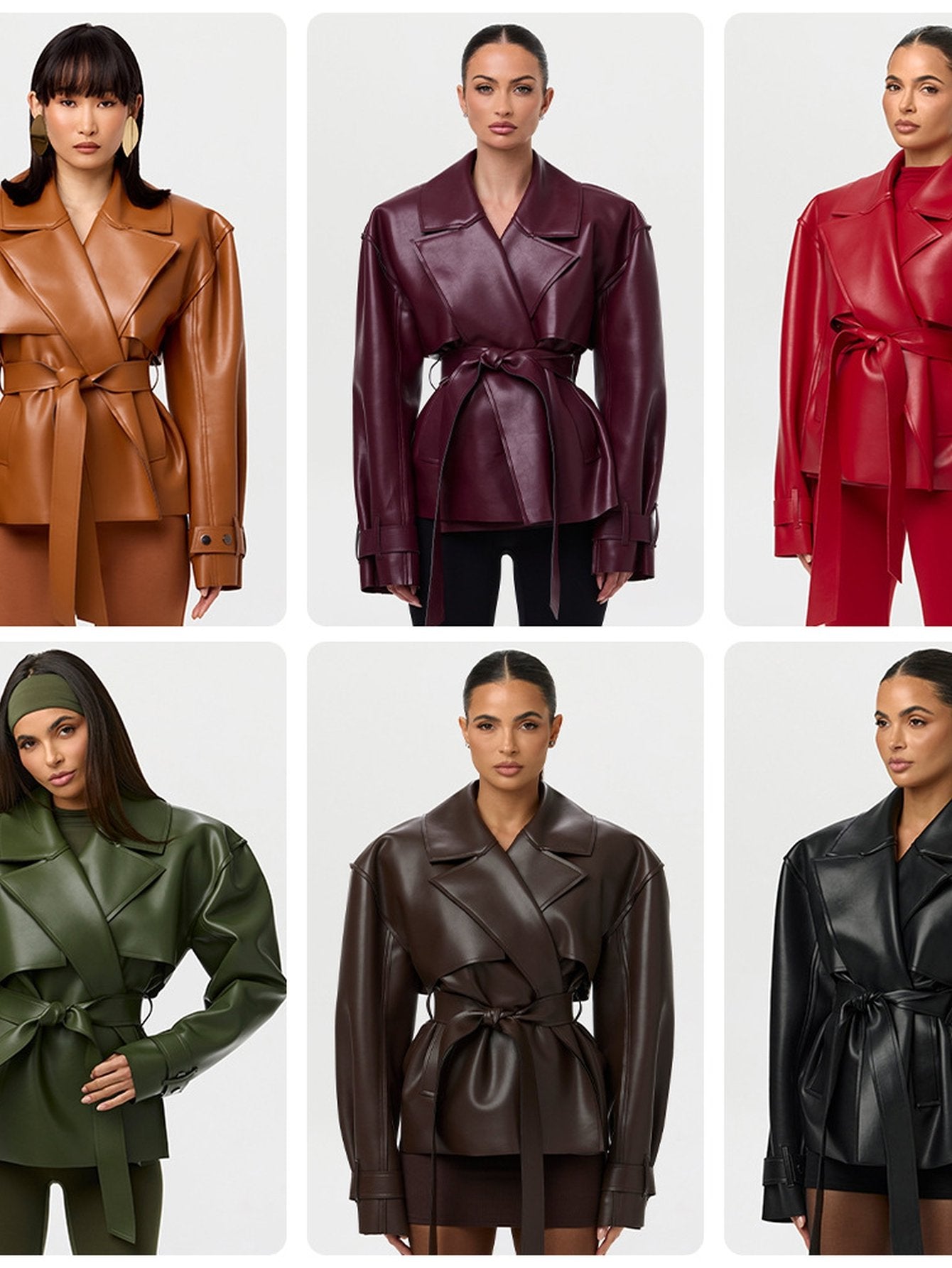 Oversized Belted Faux Leather Jacket