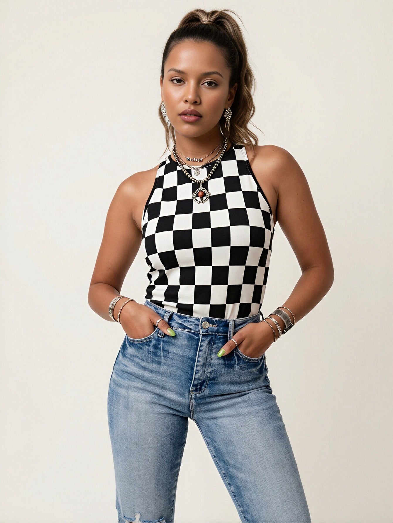 Checkered Sleeveless Tank