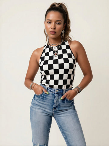 Checkered Sleeveless Tank