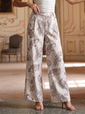 High Waisted Paisley Wide Leg Trousers