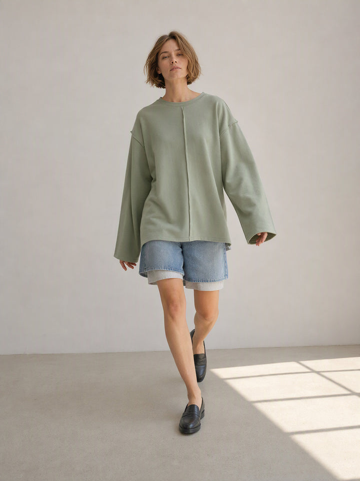 Oversized Seamed Long Sleeve T Shirt