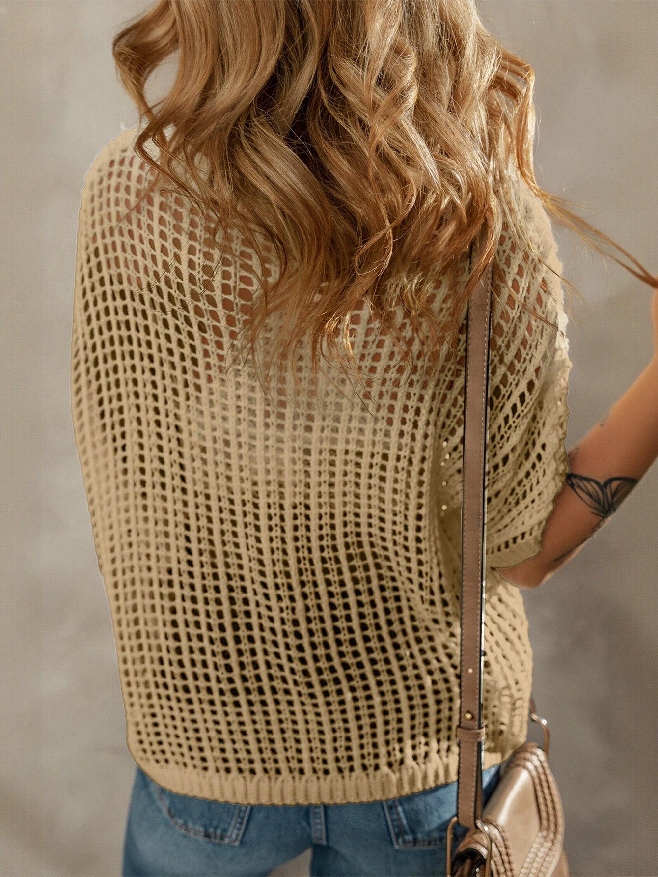 Floral Crochet Short Sleeve Sweater