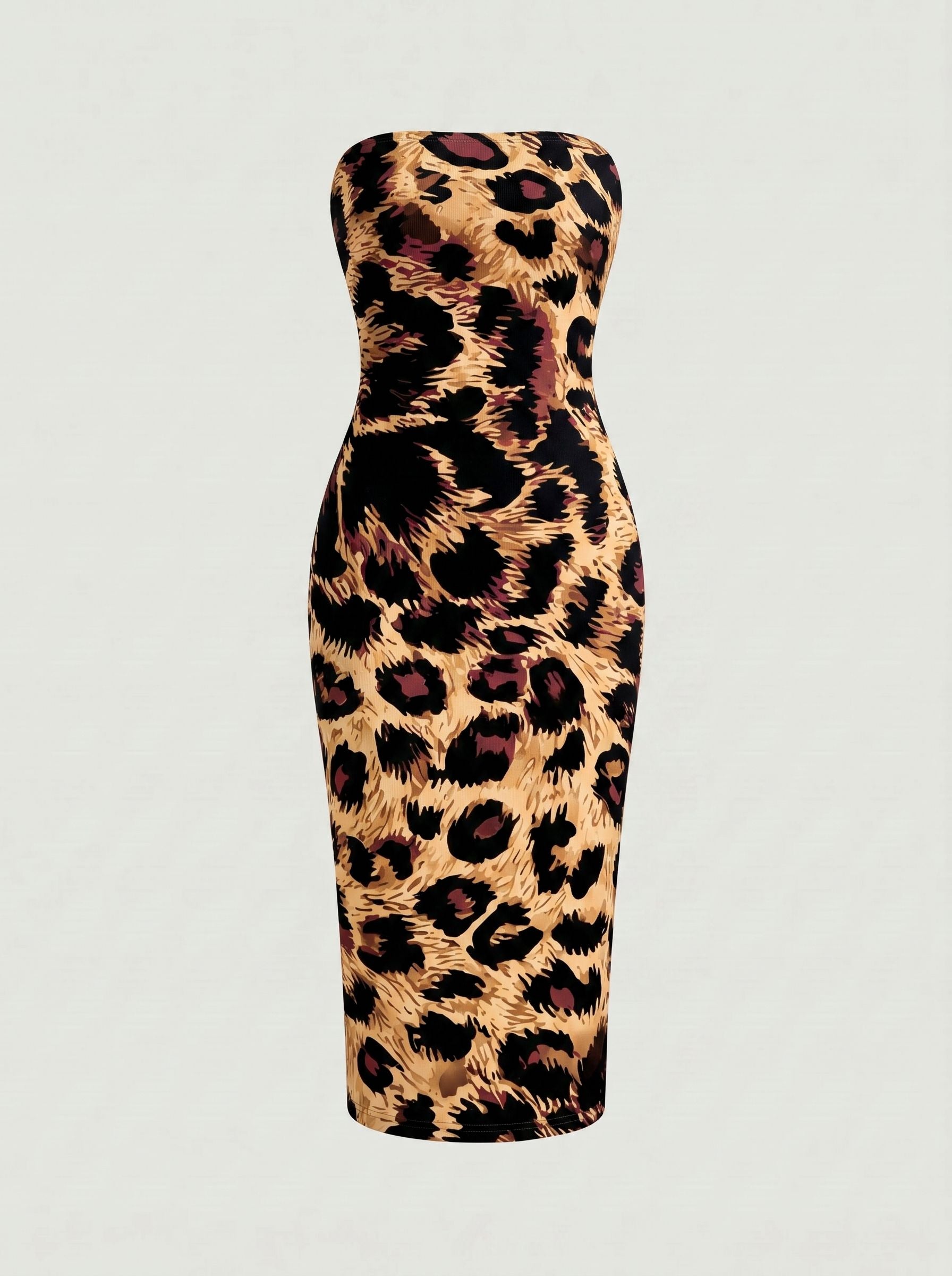MAIA Floral Print Strapless Sheath Midi Dress