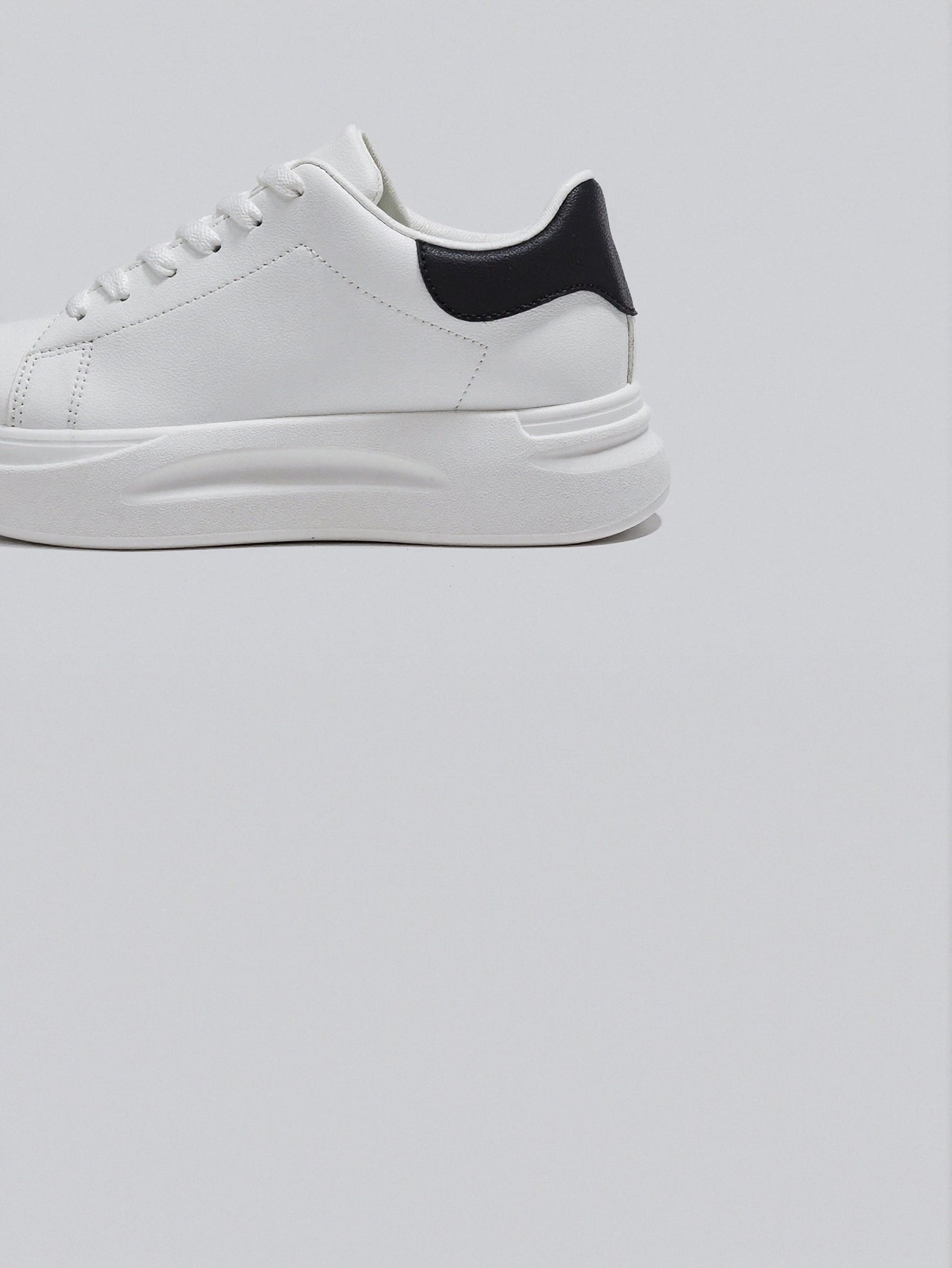 Platform Leather Upper Fashion Casual Shoes-White Black