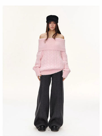 Cozy Off Shoulder Cable Knit Sweater