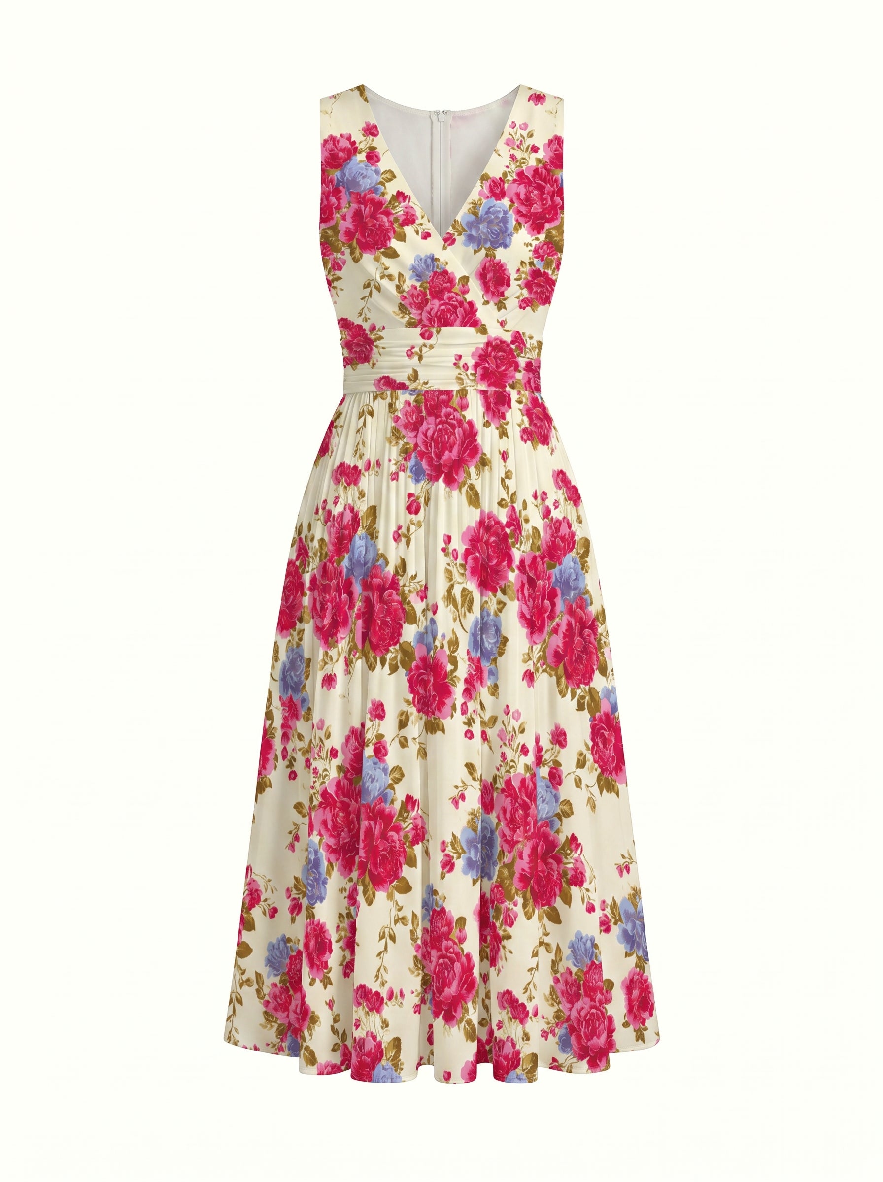 CORINNE
Floral Print V Neck A Line Midi Dress