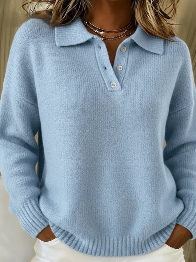 Cozy Button Up Knit Pullover Sweater