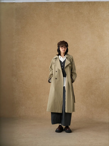 Oversized Contrast Trim Trench Coat