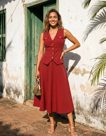 Sleeveless Button Down Midi Dress