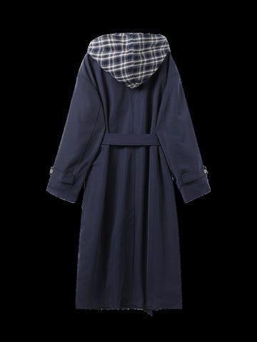 Oversized Plaid Lined Trench Coat