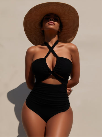Sexy Halter Cutout One Piece Swimsuit