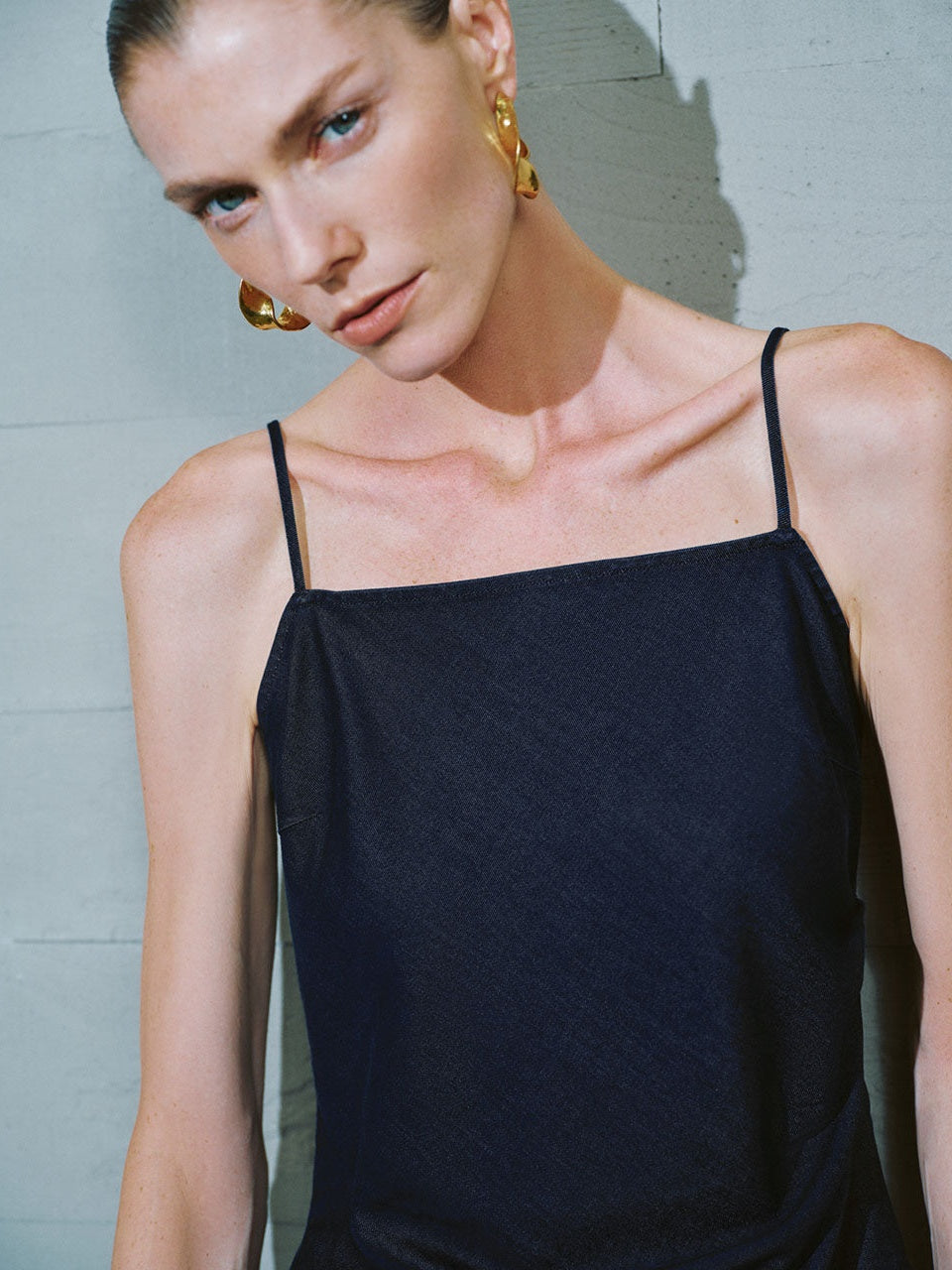 Urban Revivo Asyemmetric Denim Cami Top-Blue
