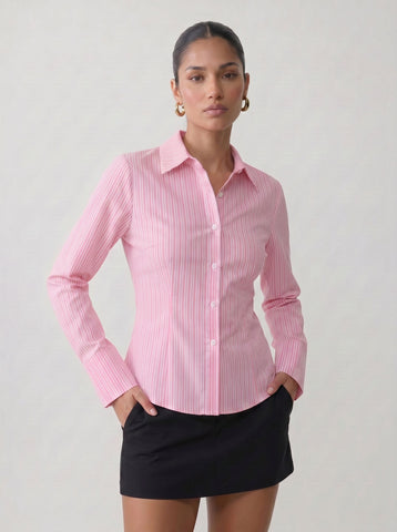 Tailored Fitted Striped Button Down Shirt