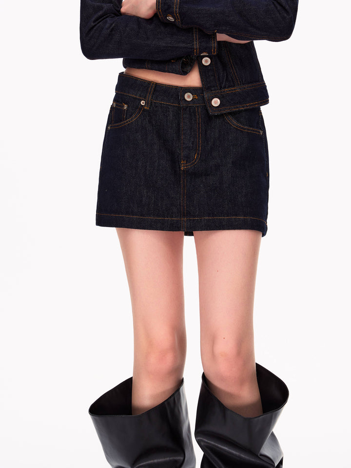 Low Rise Slim Fit Denim Skirt