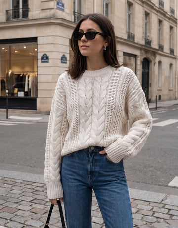 Cozy Oversized Cable Knit Pullover Sweater