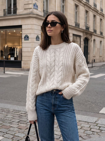 Cozy Oversized Cable Knit Pullover Sweater