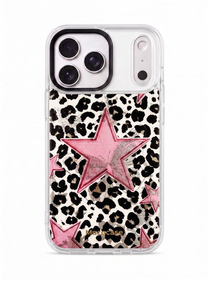 Pink Star and Butterfly Leopard Print Phone Case
