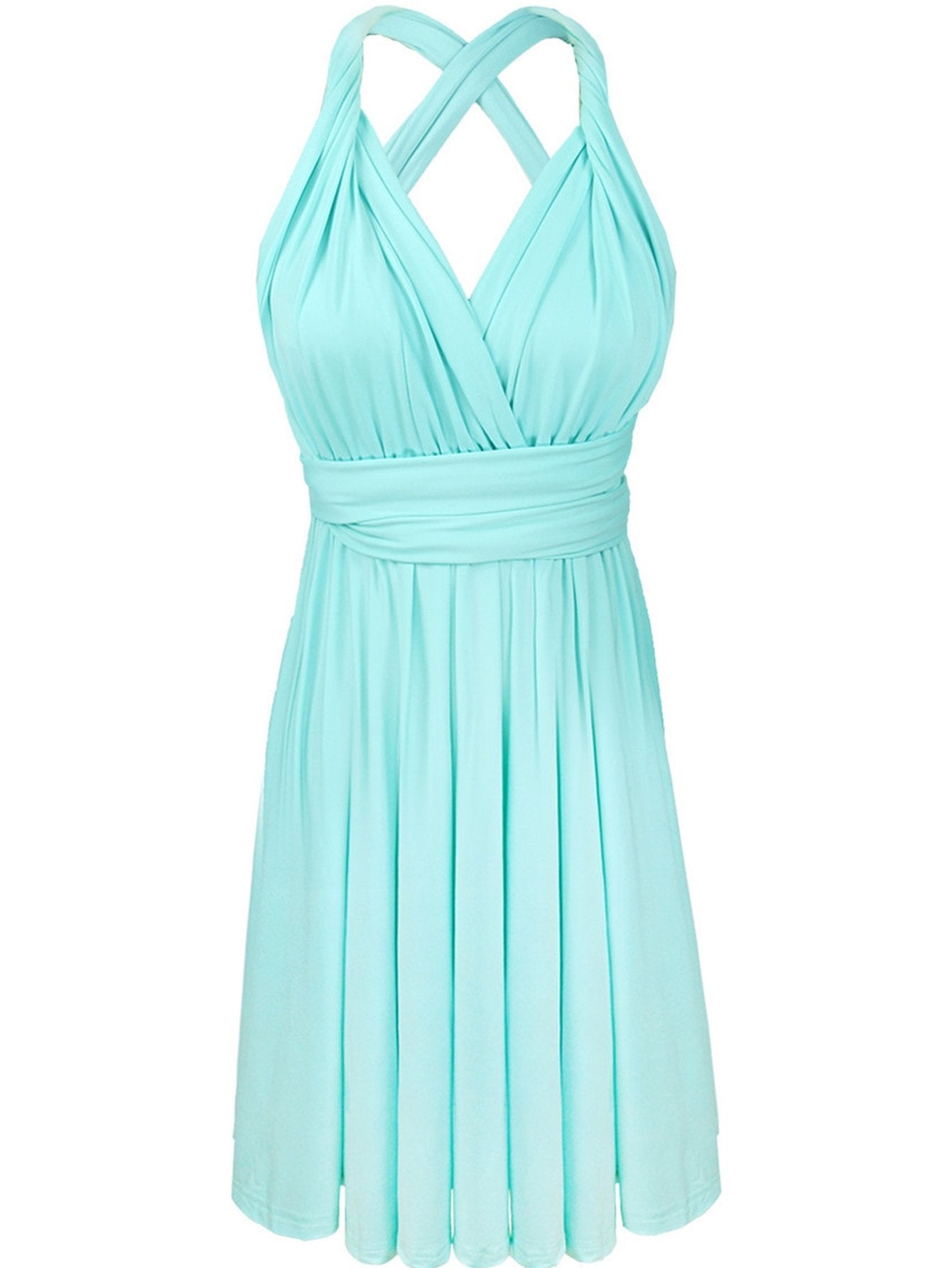 Deep V-Neck Pleated Cinched-Waist Elegant Midi Dress