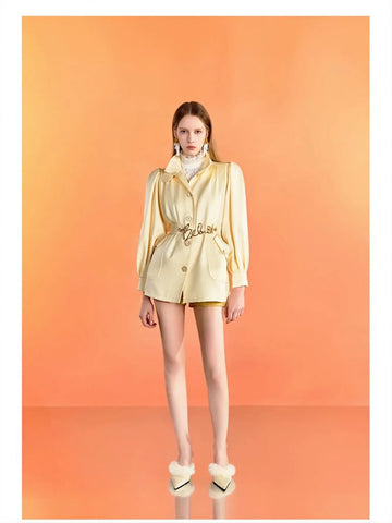 Elegant Puff Sleeve Tailored Jacket