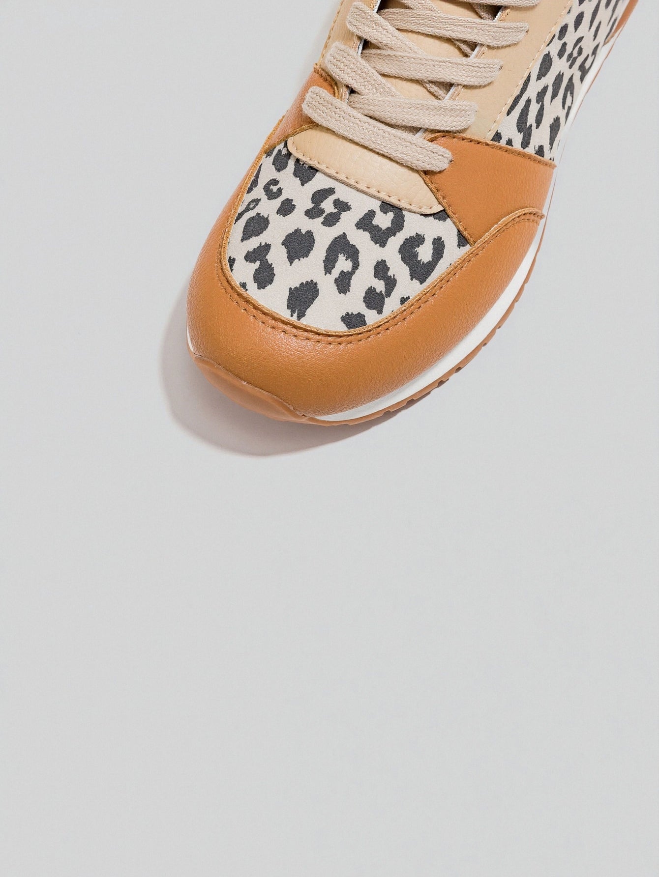 Leopard Print Rubber Sole Fashion Sneakers-Mustard