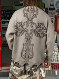 Oversized Grunge Cross Graphic Knit Sweater
