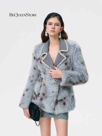 Embellished Faux Fur Blazer Coat