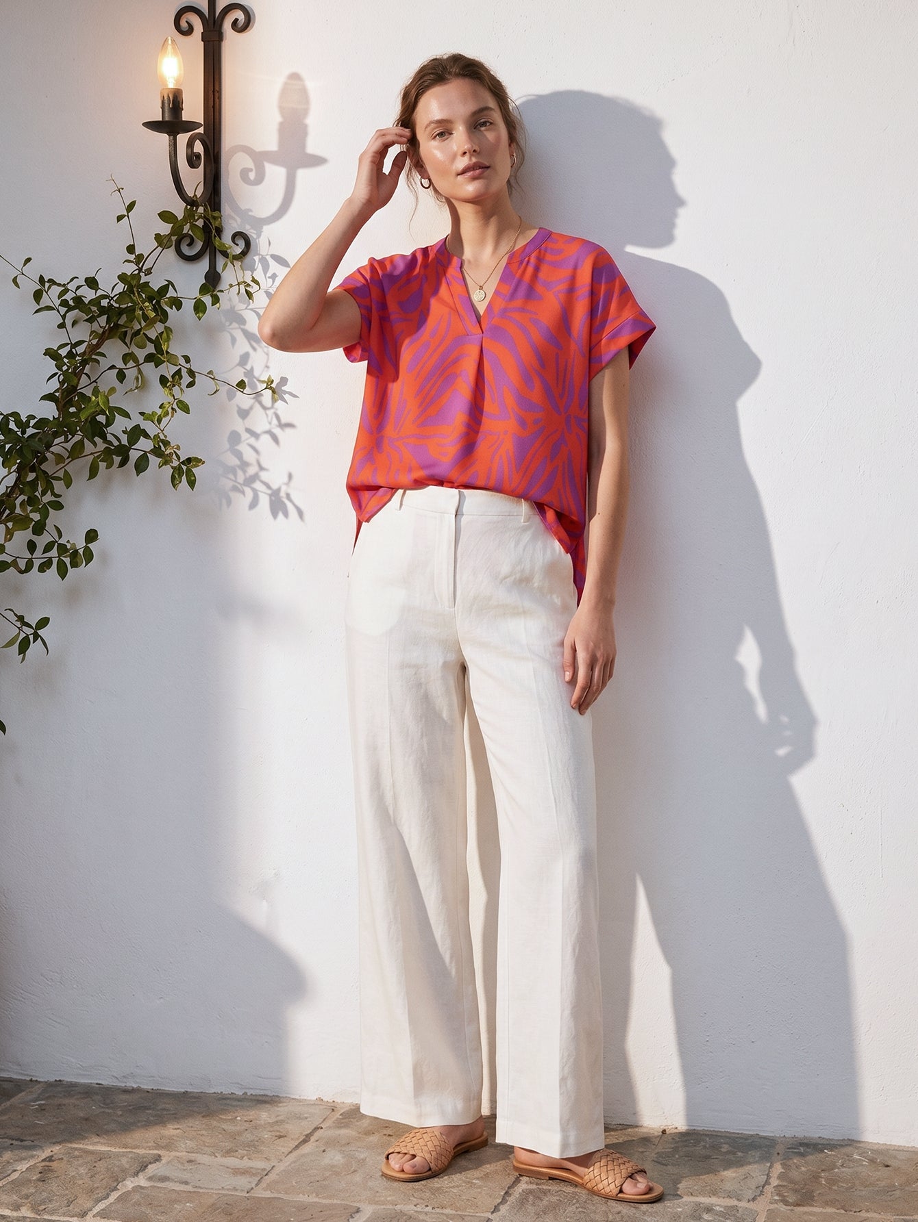 Casual Printed Short Sleeve Blouse