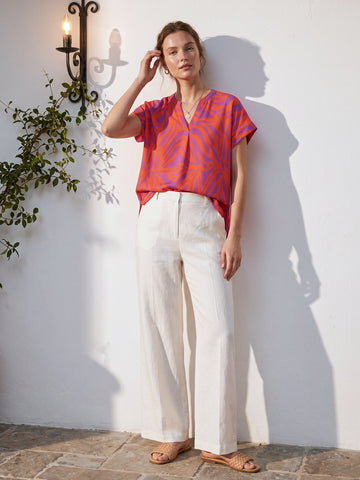 Casual Printed Short Sleeve Blouse