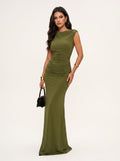 Ruched Bodycon Sleeveless Maxi Dress