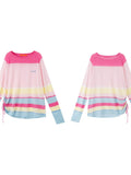 Striped Drawstring Side Knit Sweater