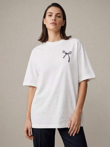 Bow Print Short Sleeves T-Shirt