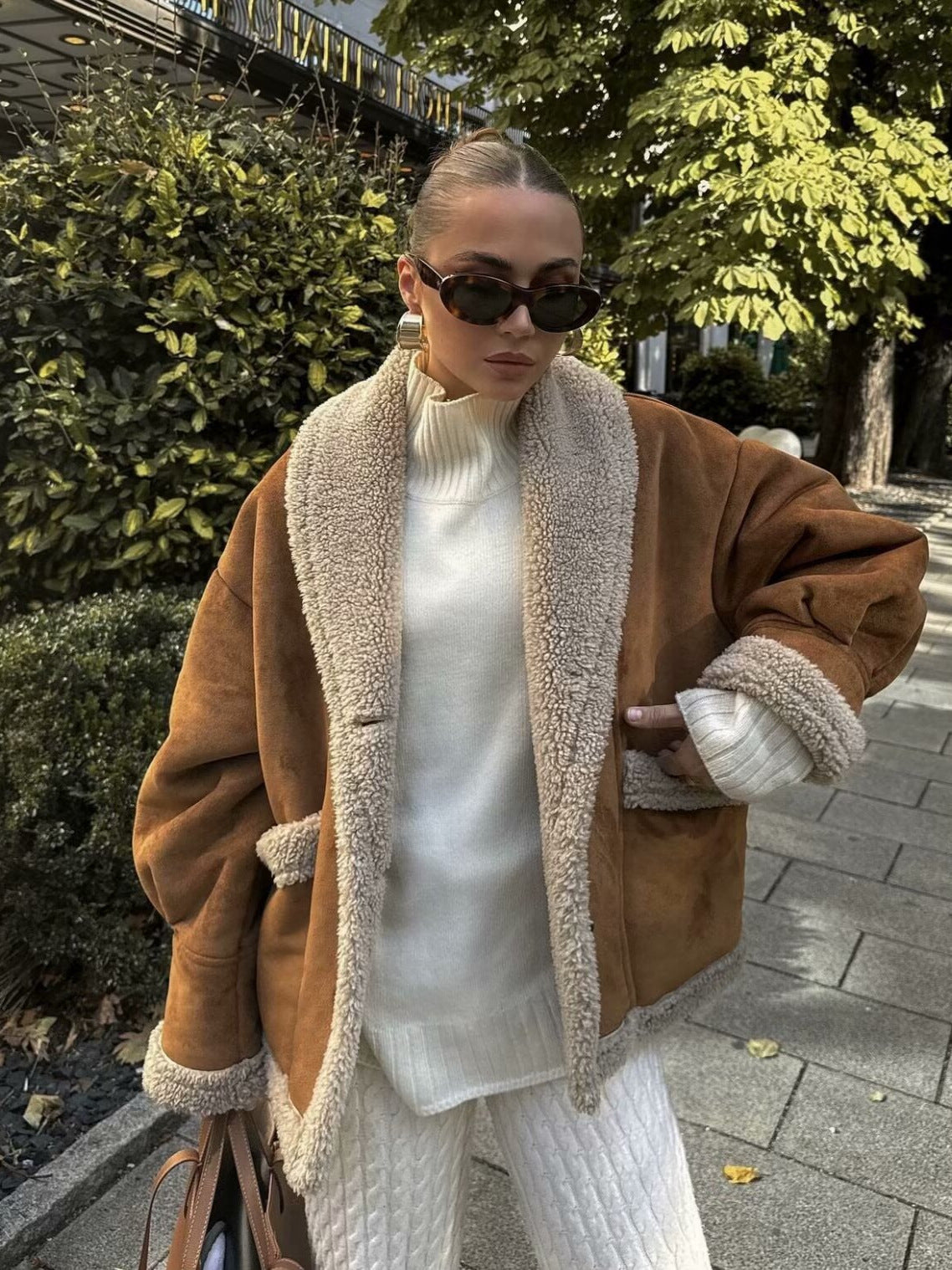 Cozy Faux Suede Sherpa Jacket