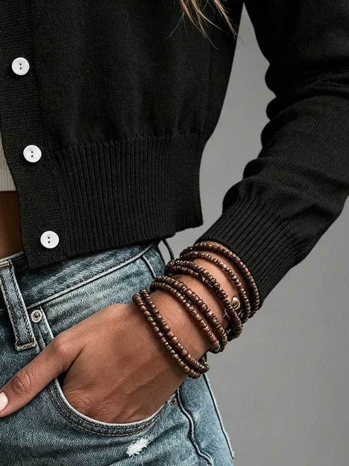 Slim Fit Cropped Button Cardigan