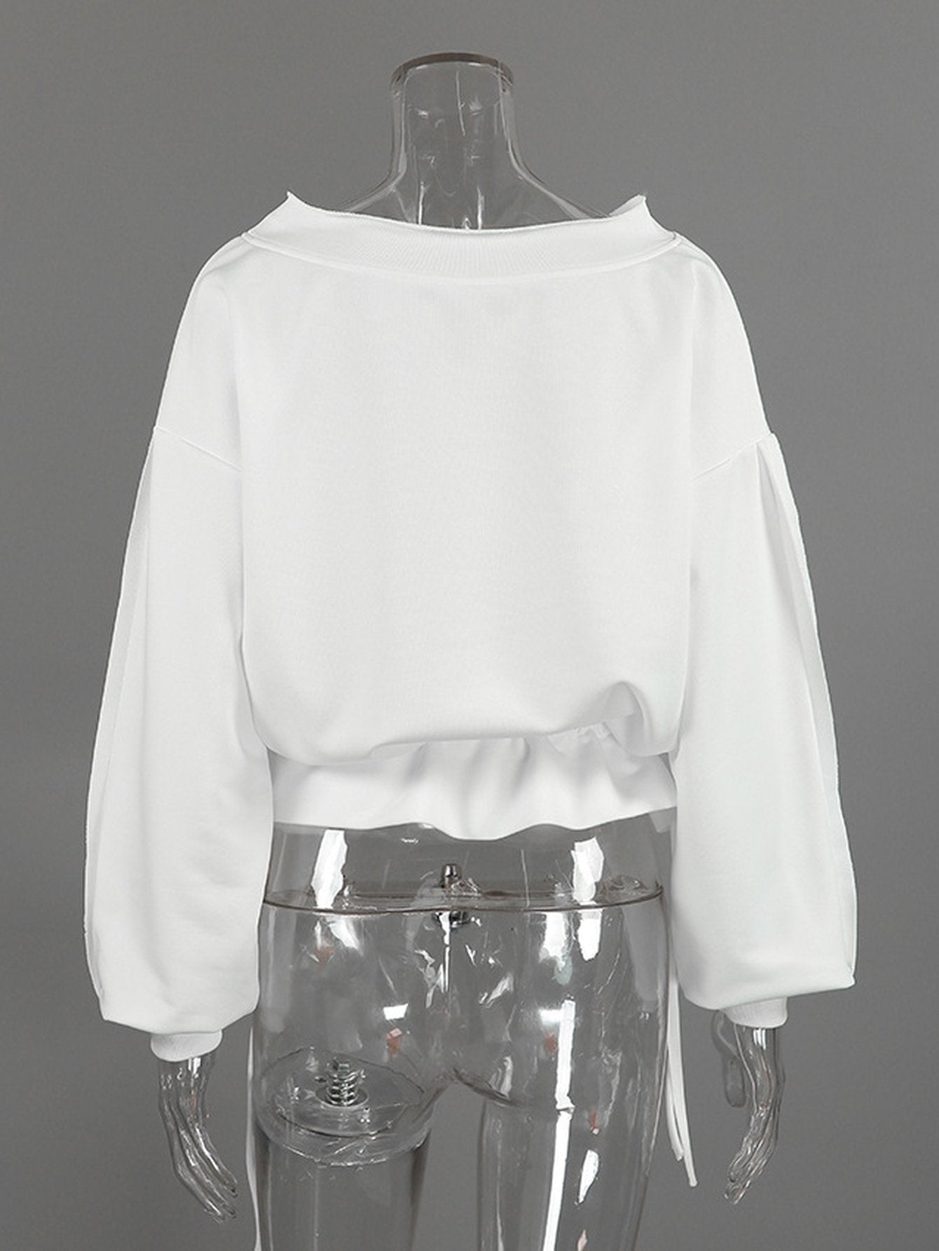Off The Shoulder Ruffled Hem Sweatshirt