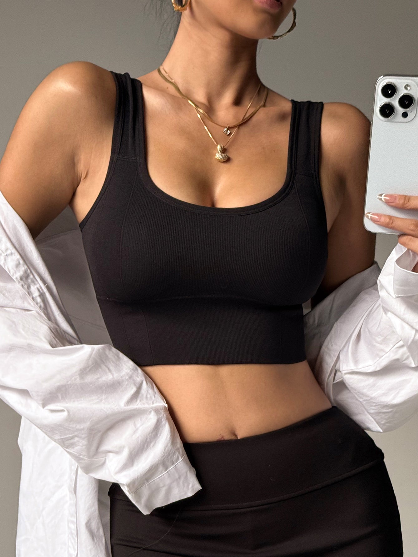 Classic Scoop Neck Slim-Fit Training Sports Bra-Multicolor