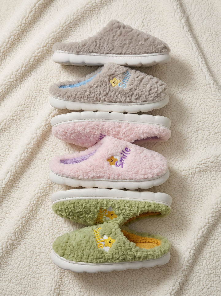 Cozy Plush Smile Fuzzy Slippers