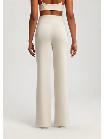 High Waisted Drawstring Wide Leg Yoga Pants