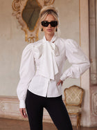 Puff Sleeve Bow Tie Blouse