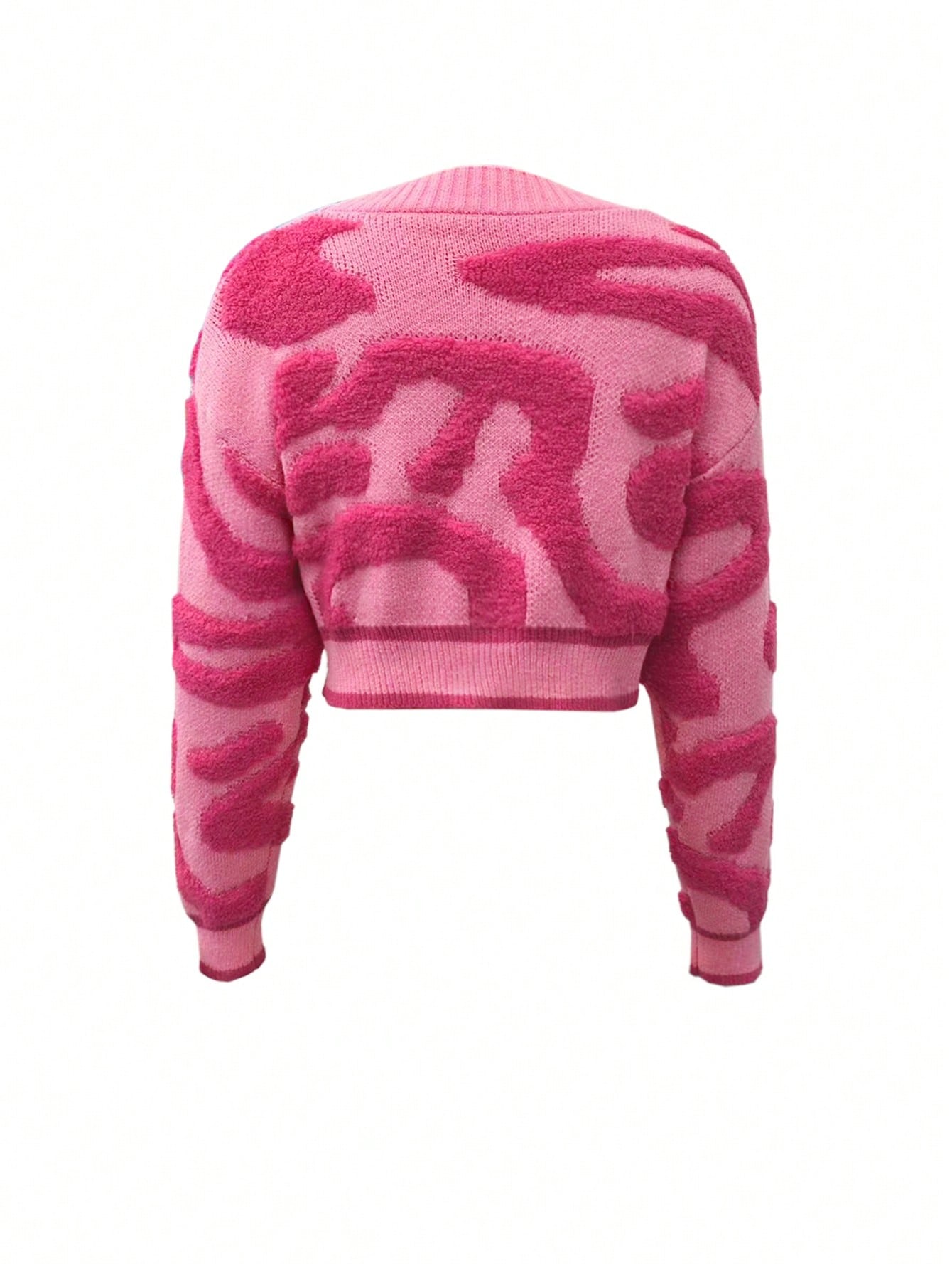 Cozy Pink Patterned Cropped Cardigan