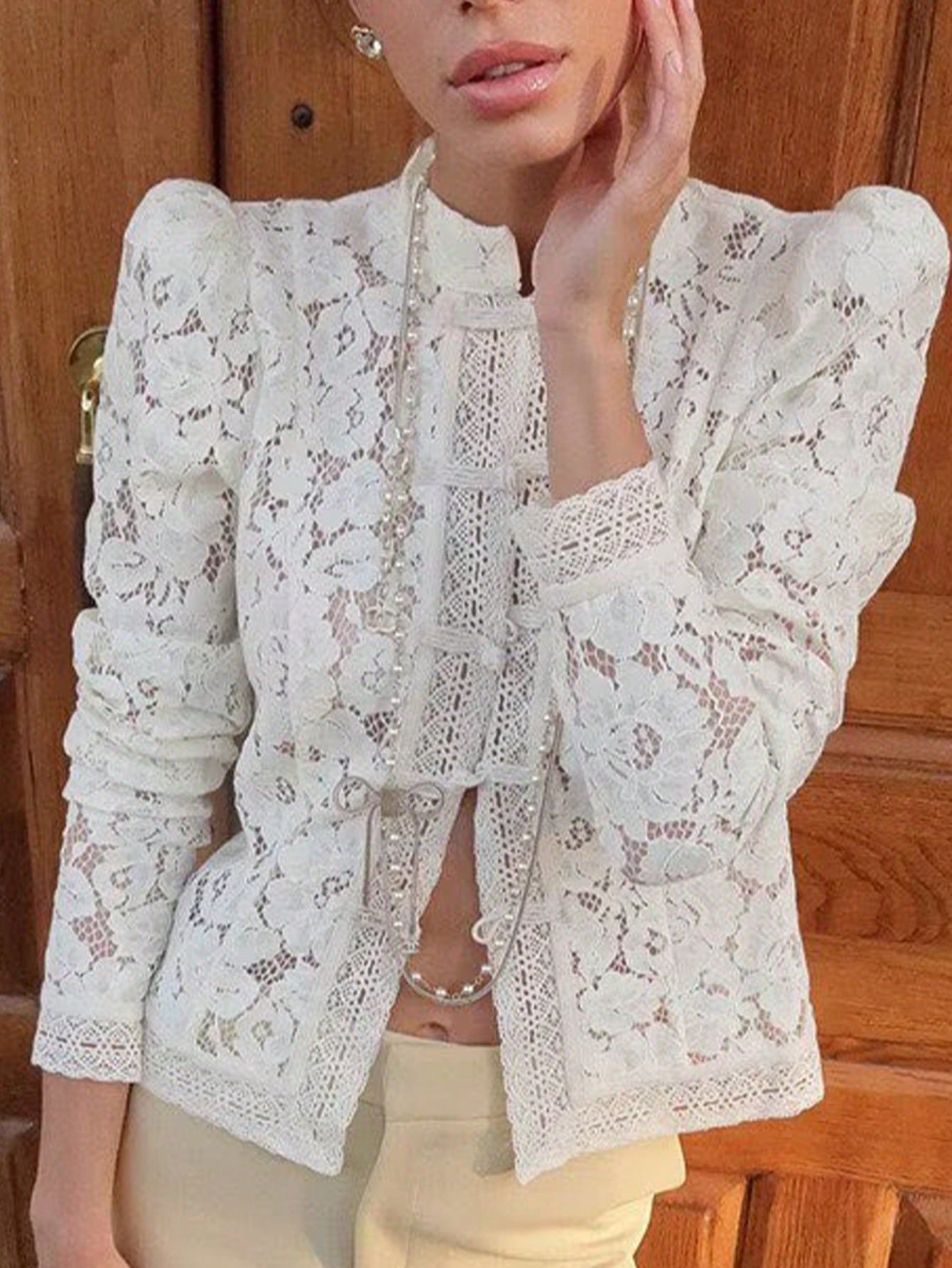 Elegant Floral Lace Blazer Jacket