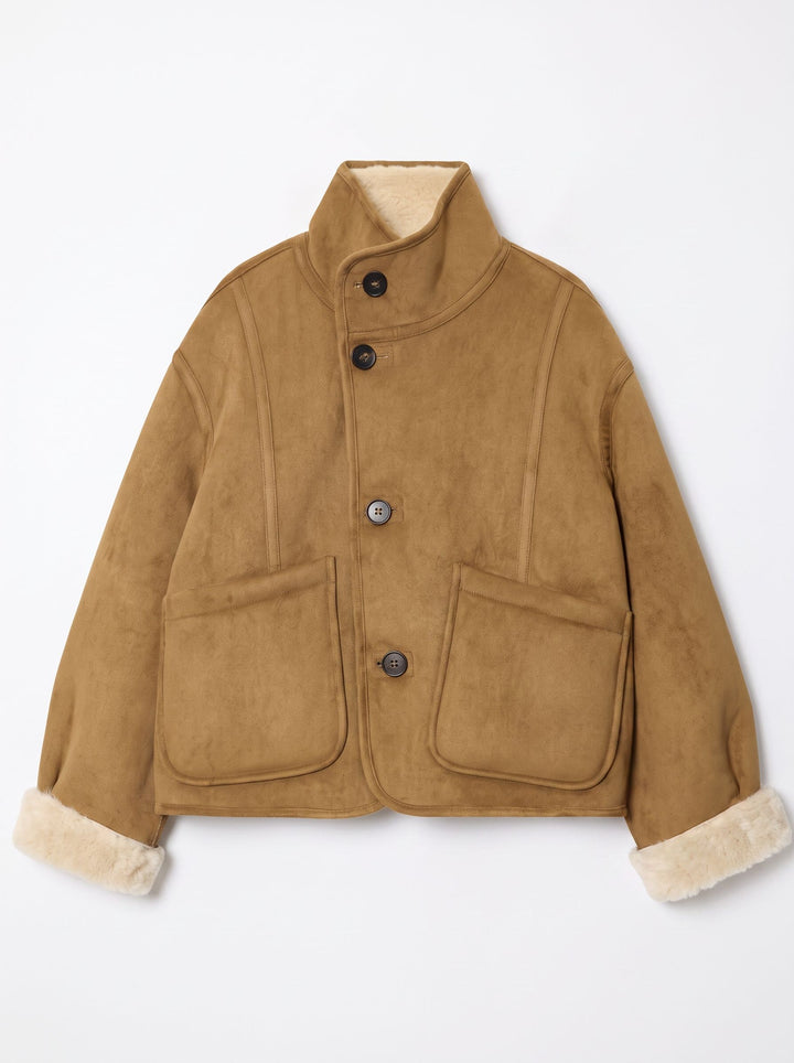 Cozy Faux Suede Sherpa Jacket