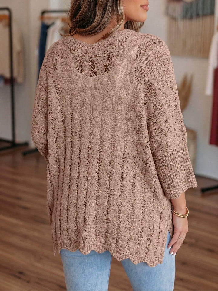 Cozy Cable Knit Open Cardigan