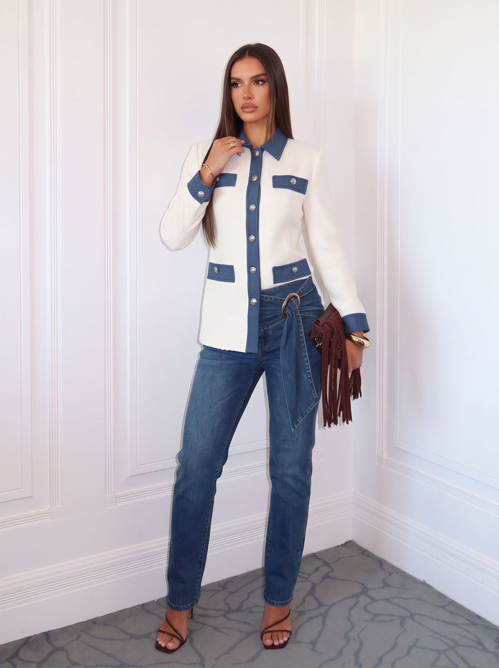 Elegant Contrast Trim Tweed Jacket