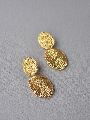 Textured Gold Statement Drop Earrings
