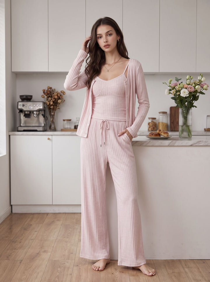 Soft Ribbed Three Piece Lounge Set
