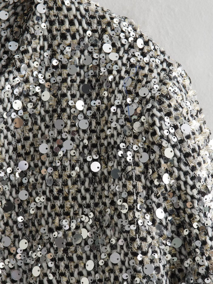 Sparkly Sequin Tweed Cropped Jacket