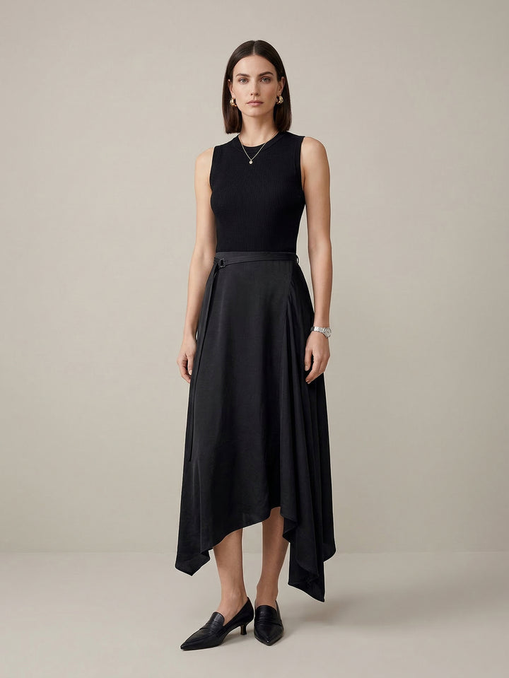 Paneled Asymmetrical Midi Dress