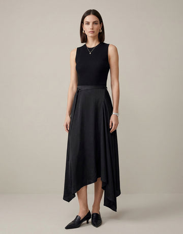 Paneled Asymmetrical Midi Dress